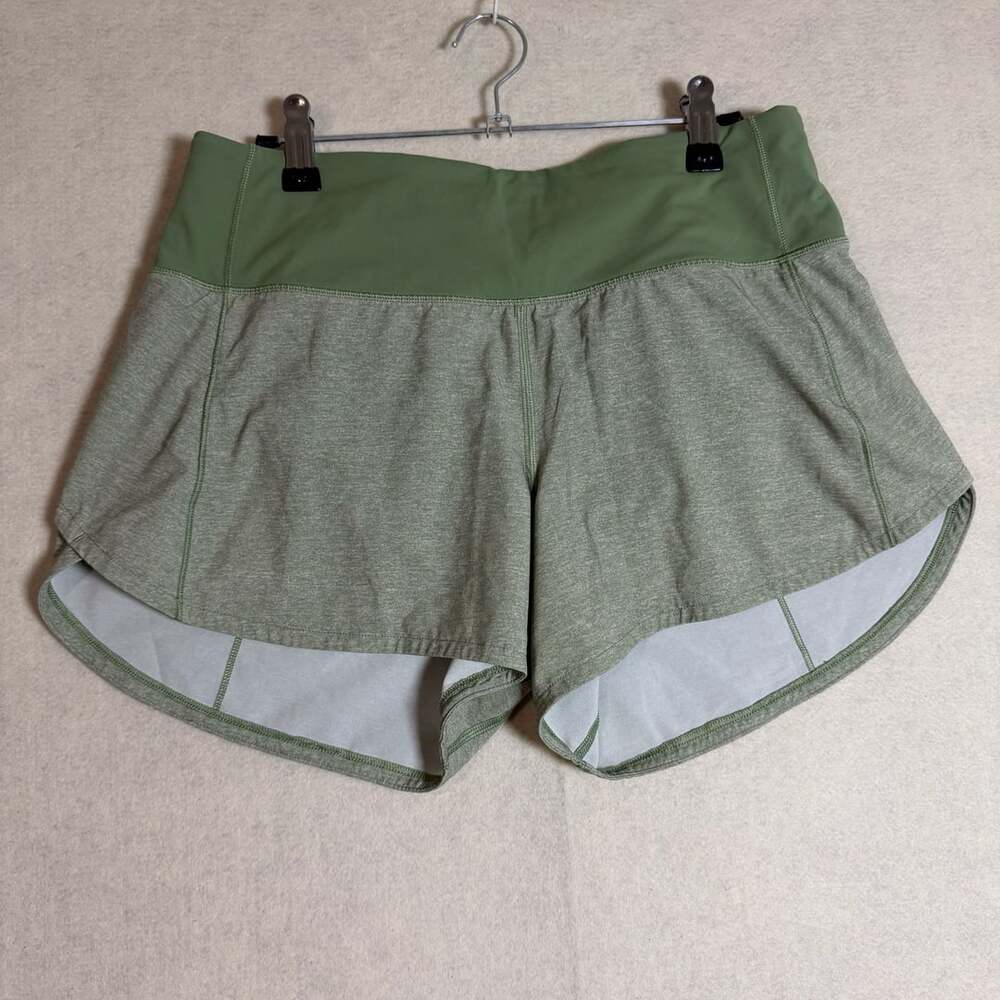 Lululemon Shorts Womens Size 6 Speed Up Green Athletic Zip Pocket Lined Running